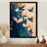 Blue And Yellow Bird Shuttlecock Frenzy - Blue Bird Wall Art