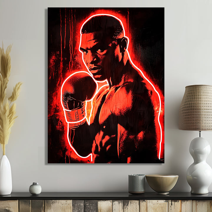 Neon Style Painting Of Mike Tyson - Sport Boxing Canvas Wall Art