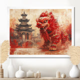 Red And Grey Dragons Lion Dance - Dragons Canvas Wall Art