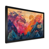 Pink And Orange Dragons Paper Offerings - Dragons Wall Decor