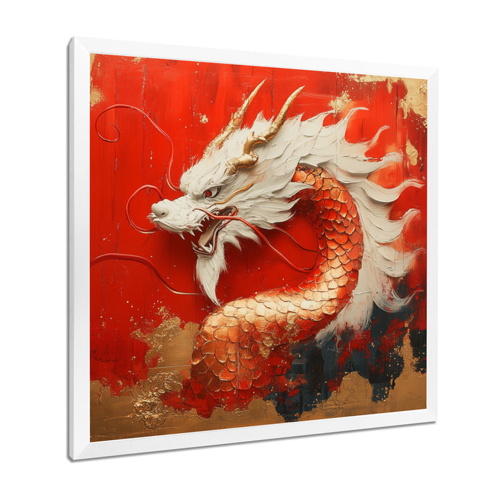 White And Orange Dragon Spirit - White Dragons Wall Art