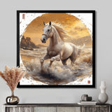 White And Gold Horse - Horse Home Decor Art