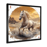 White And Gold Horse - Horse Home Decor Art