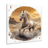 White And Gold Horse - Horse Home Decor Art