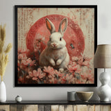 Pink Chinese Pink Sign - Rabbit Canvas Wall Art