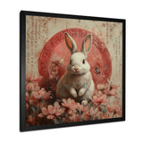 Pink Chinese Pink Sign - Rabbit Canvas Wall Art