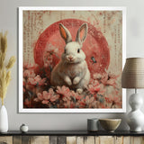Pink Chinese Pink Sign - Rabbit Canvas Wall Art