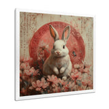 Pink Chinese Pink Sign - Rabbit Canvas Wall Art