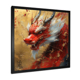 China Red And Gold Dragons Power - Dragons Framed Canvas Art