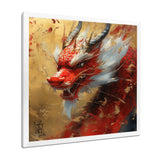China Red And Gold Dragons Power - Dragons Framed Canvas Art
