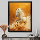 Gold And White Horse Windy Plains - Horse Large Canvas Wall Art
