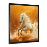 Gold And White Horse Windy Plains - Horse Large Canvas Wall Art