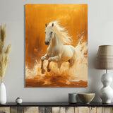 Gold And White Horse Windy Plains - Horse Large Canvas Wall Art