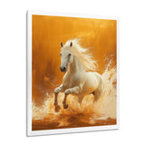 Gold And White Horse Windy Plains - Horse Large Canvas Wall Art