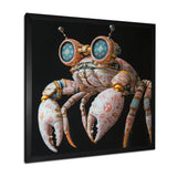 Pink And Blue Crab A Walking Robot - Crab Framed Canvas Art