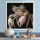 Pink And Blue Crab A Walking Robot - Crab Framed Canvas Art