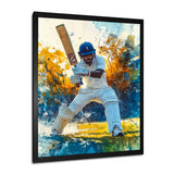 White And Blue Sport Cricket Fielding Frenzy - Cricket Sport Canvas Wall Art