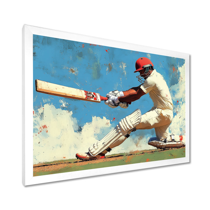White And Blue Sport Cricket Indian Cricket Sport - Cricket Sport Canvas Wall Art