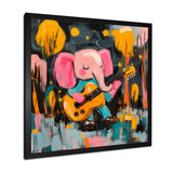 Nursery Elephant Playing Guitar - Elephant Large Canvas Wall Art