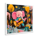 Nursery Elephant Playing Guitar - Elephant Large Canvas Wall Art