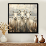 Grey And Brown Minimalism Coastal Goats - Goat Canvas Wall Art
