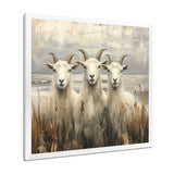 Grey And Brown Minimalism Coastal Goats - Goat Canvas Wall Art