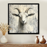Grey And Minimalism Coastal Goats - Goat Canvas Wall Art