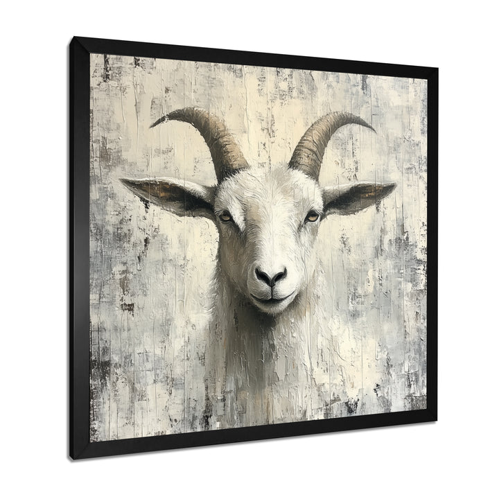 Grey And Minimalism Coastal Goats - Goat Canvas Wall Art