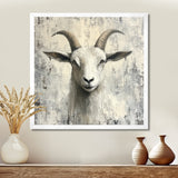 Grey And Minimalism Coastal Goats - Goat Canvas Wall Art