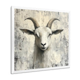Grey And Minimalism Coastal Goats - Goat Canvas Wall Art