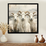 Grey And Brown Goat Minimalism Coastal Goats - Goat Wall Decor