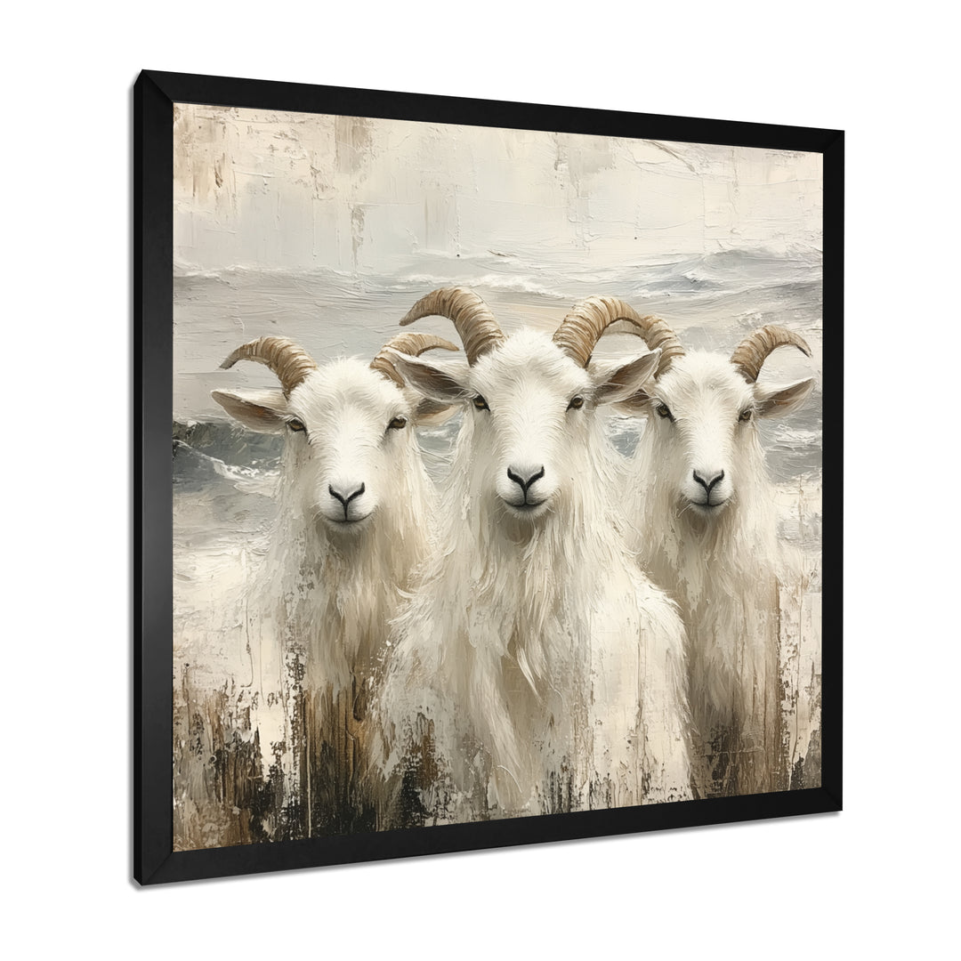 Grey And Brown Goat Minimalism Coastal Goats - Goat Wall Decor