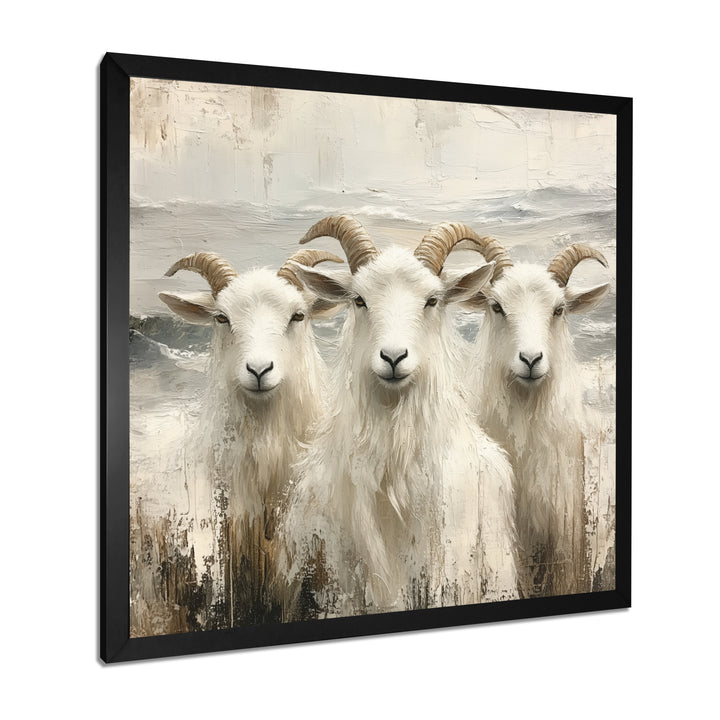 Grey And Brown Goat Minimalism Coastal Goats - Goat Wall Decor