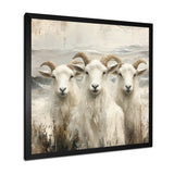 Grey And Brown Goat Minimalism Coastal Goats - Goat Wall Decor