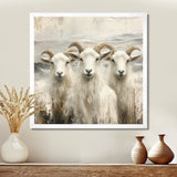 Grey And Brown Goat Minimalism Coastal Goats - Goat Wall Decor