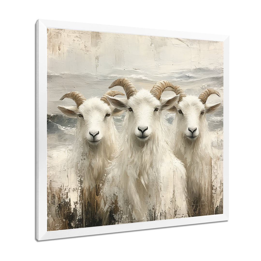 Grey And Brown Goat Minimalism Coastal Goats - Goat Wall Decor