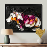 Pink Cubist Hippo Accented With Orange - Hippopotamus Wall Art Prints