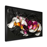 Pink Cubist Hippo Accented With Orange - Hippopotamus Wall Art Prints