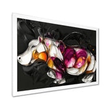 Pink Cubist Hippo Accented With Orange - Hippopotamus Wall Art Prints