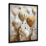 Hot Air Balloon In Gold And White Tones I - Hot Air Balloon Canvas Wall Art