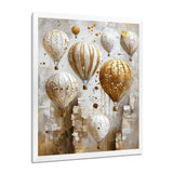 Hot Air Balloon In Gold And White Tones I - Hot Air Balloon Canvas Wall Art