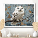 White Snowy Owl Accented With Gold - Owl Wall Art Prints