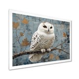 White Snowy Owl Accented With Gold - Owl Wall Art Prints