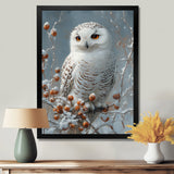 White Snowy Owl Accented With Red - Owl Wall Art Prints