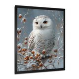 White Snowy Owl Accented With Red - Owl Wall Art Prints