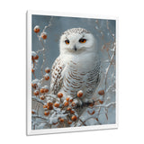 White Snowy Owl Accented With Red - Owl Wall Art Prints