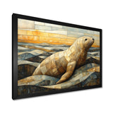 Inuit Seal In Yellow And Brown Tones - Yellow Seal Wall Art