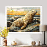 Inuit Seal In Yellow And Brown Tones - Yellow Seal Wall Art