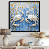 Blue White Coastal Crab Battle - Crab Wall Decor