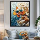 Orange Nemo Fish With Glasses In The Ocean - Fish Large Canvas Wall Art